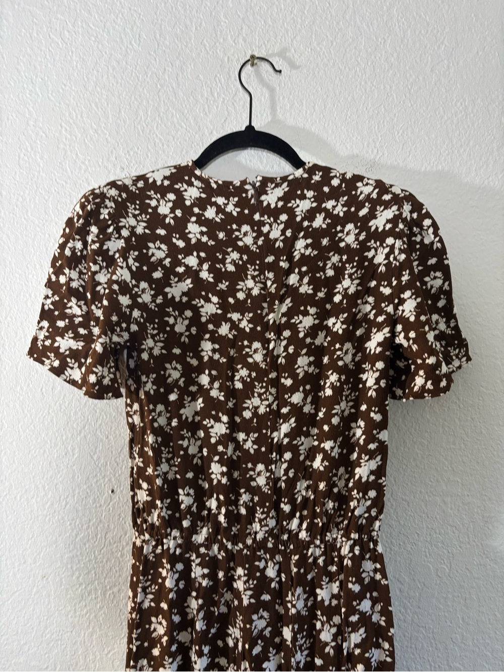 Michael Kors Brown White Floral Short Sleeve Midi Dress Women’s Size 2 - Picture 10 of 15